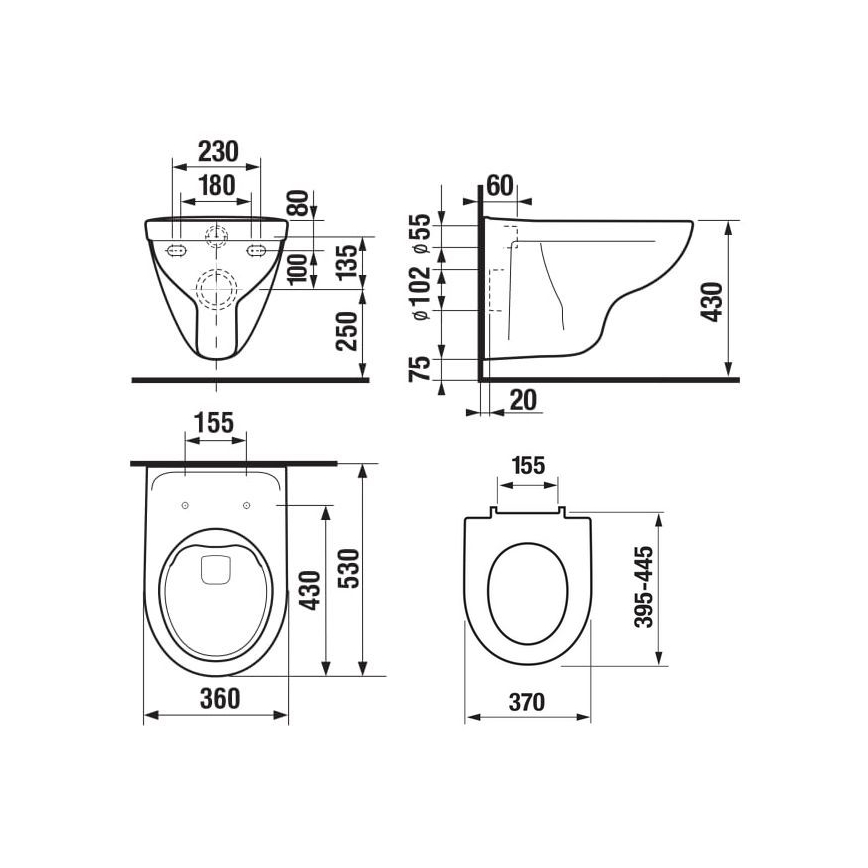 JIKA H8663840000001 - Væghængt toilet LYRA i keramik/hvid + SoftClose-toiletbræt LYRA i duroplast/hvid