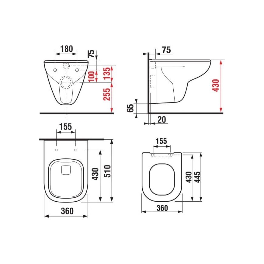 JIKA H8666140000001 - Vægmonteret WC DEEP i keramik, hvid + SoftClose DEEP toiletsæde i duroplast, hvid