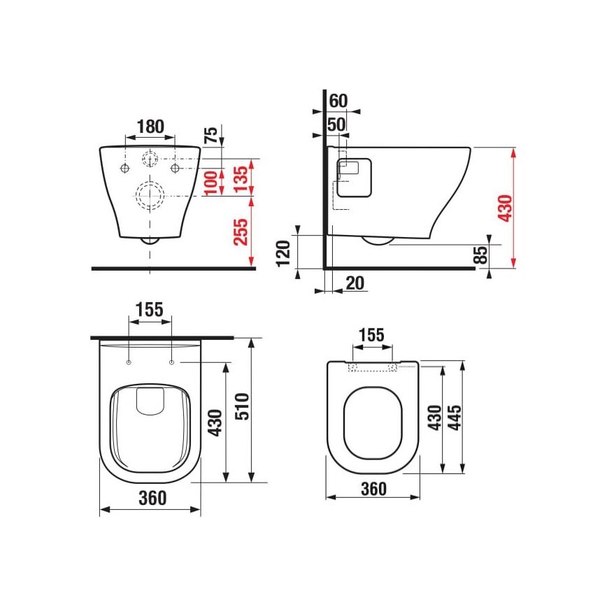 JIKA H8666160000001 - Væghængt WC DEEP i keramik, hvid + SoftClose-toiletsæde DEEP i duroplast, hvid