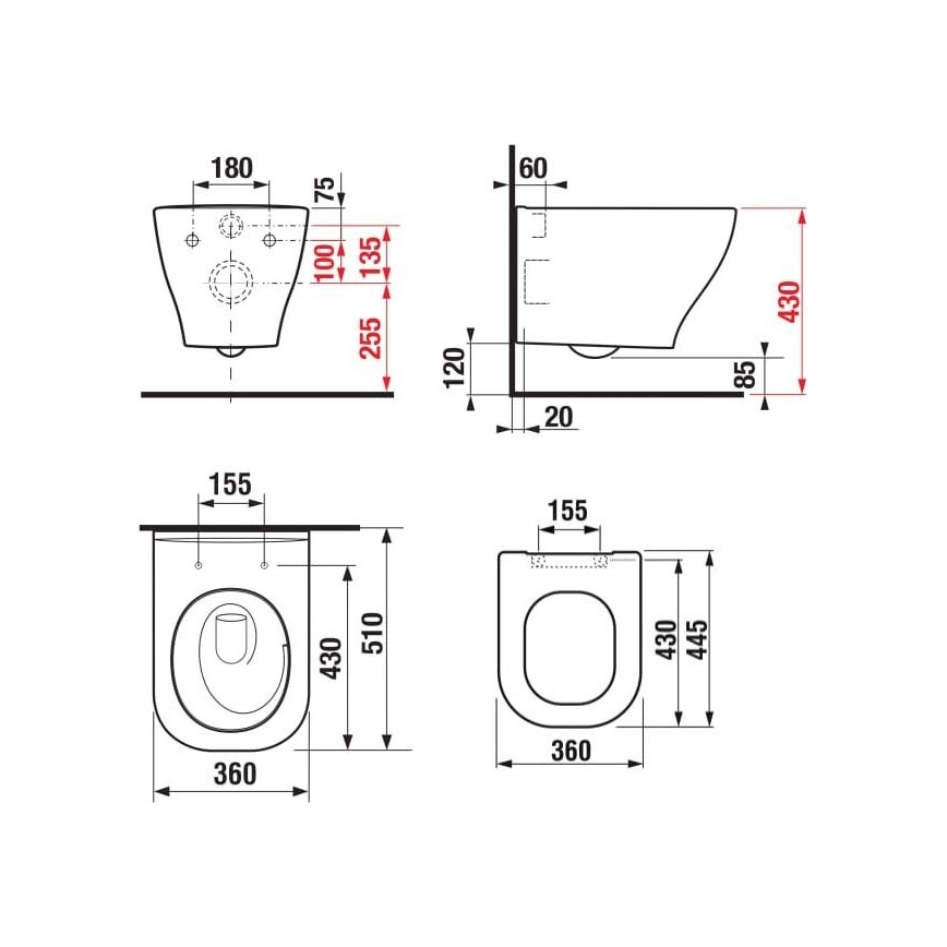 JIKA H8666180000001 - Væghængt toiletskål DEEP i keramik/hvid + SoftClose-toiletsæde DEEP i duroplast/hvid