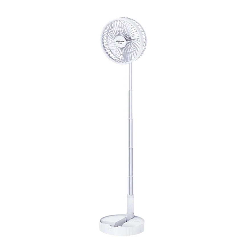 JOHNSON - Genopladelig bordventilator GIRAFFA 5W/3,7V 1200 mAh Ø 20 cm hvid
