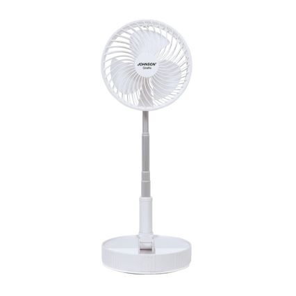 JOHNSON - Genopladelig bordventilator GIRAFFA 5W/3,7V 1200 mAh Ø 20 cm hvid