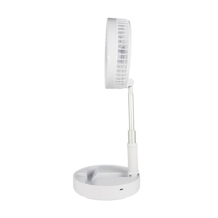 JOHNSON - Genopladelig bordventilator GIRAFFA 5W/3,7V 1200 mAh Ø 20 cm hvid