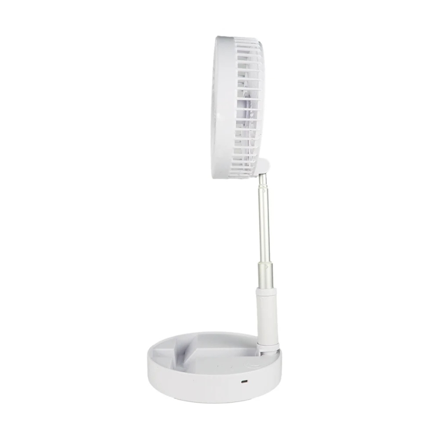 JOHNSON - Genopladelig bordventilator GIRAFFA 5W/3,7V 1200 mAh Ø 20 cm hvid