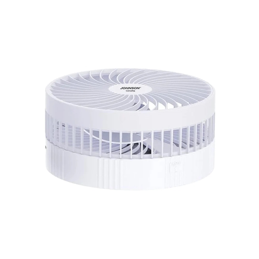 JOHNSON - Genopladelig bordventilator GIRAFFA 5W/3,7V 1200 mAh Ø 20 cm hvid