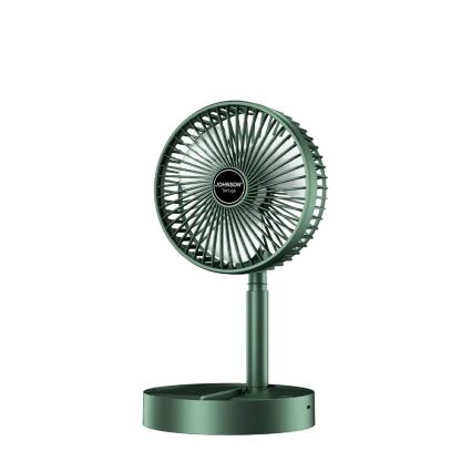 JOHNSON - Genopladelig bordventilator TORTUGA 5W/3,7V 1200 mAh Ø 16,5 cm grøn