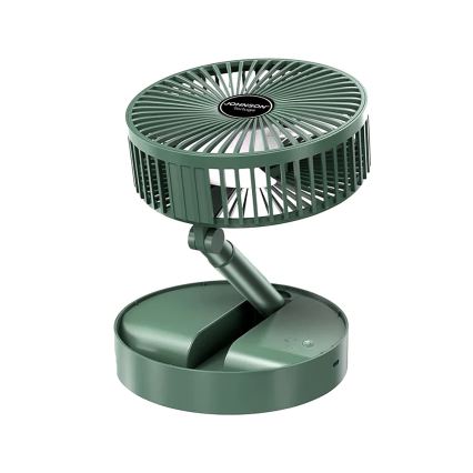 JOHNSON - Genopladelig bordventilator TORTUGA 5W/3,7V 1200 mAh Ø 16,5 cm grøn