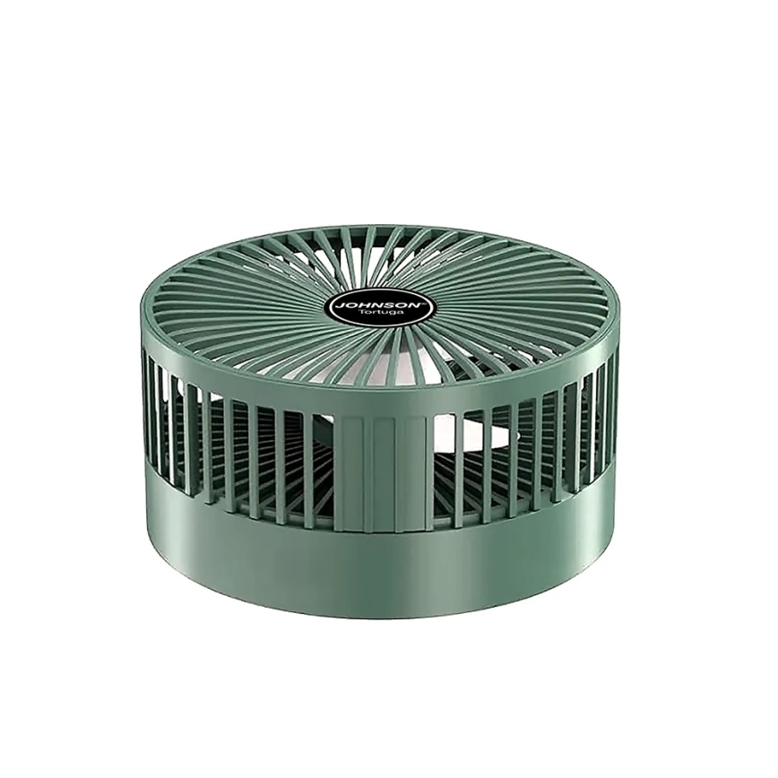 JOHNSON - Genopladelig bordventilator TORTUGA 5W/3,7V 1200 mAh Ø 16,5 cm grøn
