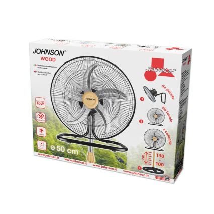 JOHNSON - Gulvventilator 3-i-1 WOOD 80W/230V 130 cm sort/beige