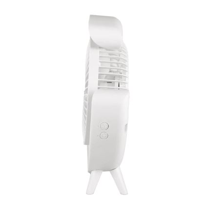 JOHNSON - Genopladelig bordventilator med RGB-LED, multifarvet LED/5W/3,7V 1200 mAh, Ø 14 cm, hvid