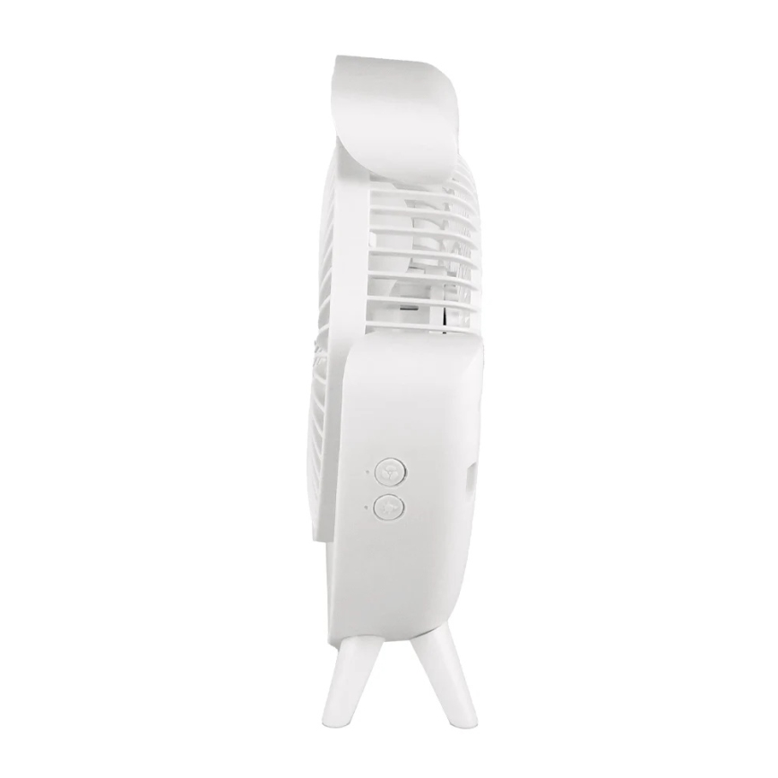 JOHNSON - Genopladelig bordventilator med RGB-LED, multifarvet LED/5W/3,7V 1200 mAh, Ø 14 cm, hvid