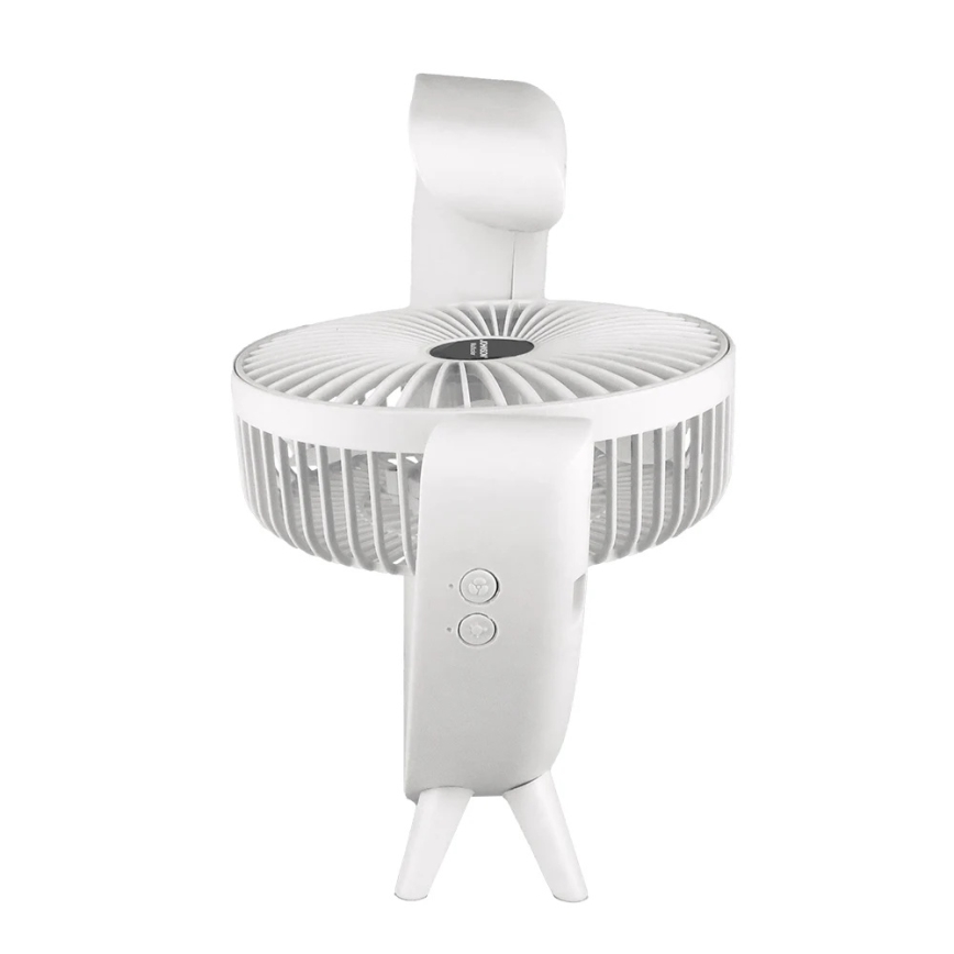 JOHNSON - Genopladelig bordventilator med RGB-LED, multifarvet LED/5W/3,7V 1200 mAh, Ø 14 cm, hvid