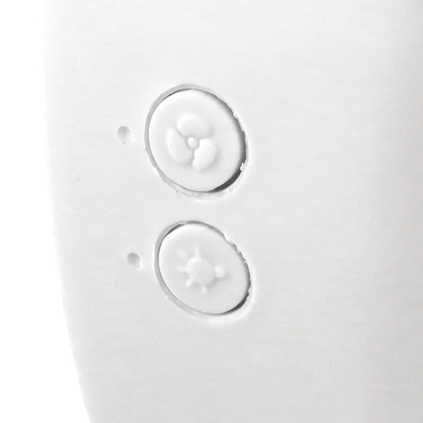 JOHNSON - Genopladelig bordventilator med RGB-LED, multifarvet LED/5W/3,7V 1200 mAh, Ø 14 cm, hvid