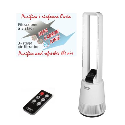 JOHNSON - Ventilator med luftrenser og HEPA-filter ARIA PURA 90W/230V hvid + fjernbetjening