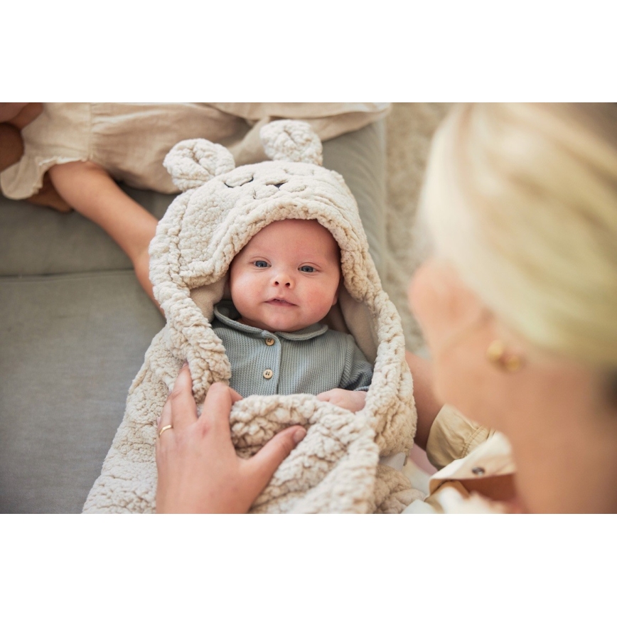 Jollein - Svøbetæppe fleece Bunny 100x105 cm Nougat