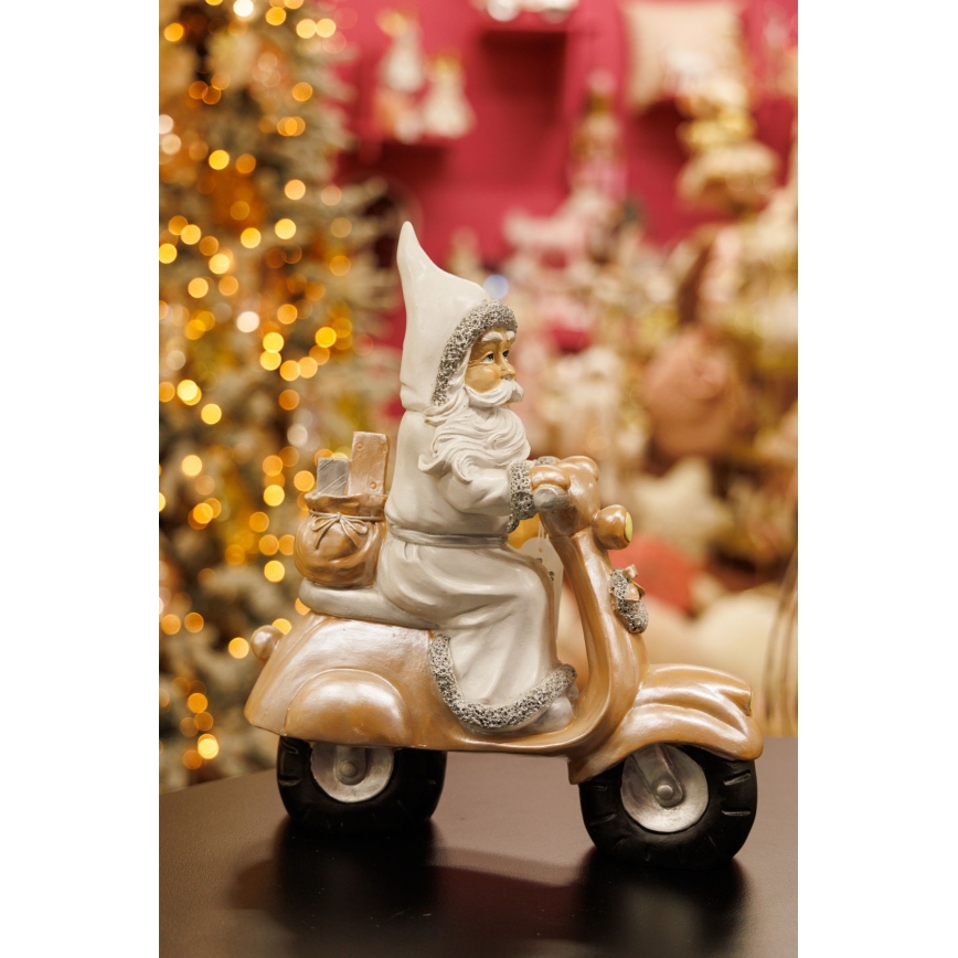 Juledekoration 33 cm Julemand med motorcykel