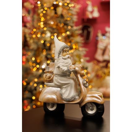 Juledekoration 33 cm Julemand med motorcykel