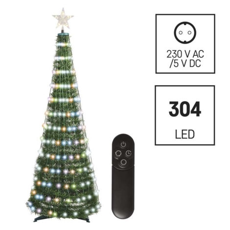 Kilde fraktion brug Juletræ med LED lyskæde RGB-farver 304xLED/16 funktioner 1,8 m +  fjernbetjening | Lampemania