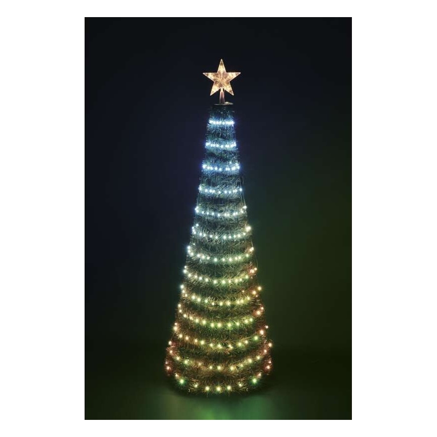 Juletræ med LED lyskæde RGB-farver 234xLED/16 funktioner 1,5 m + fjernbetjening