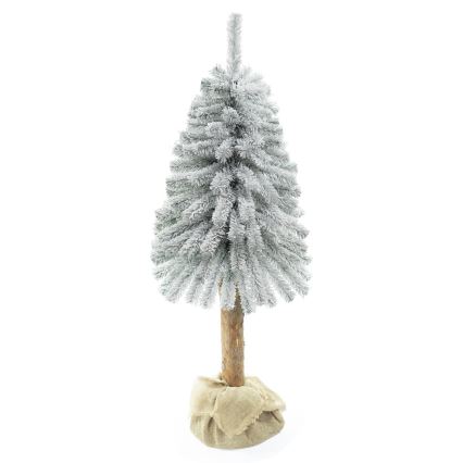 Juletræ på træstamme NATURAL WITH SNOW 120 cm gran