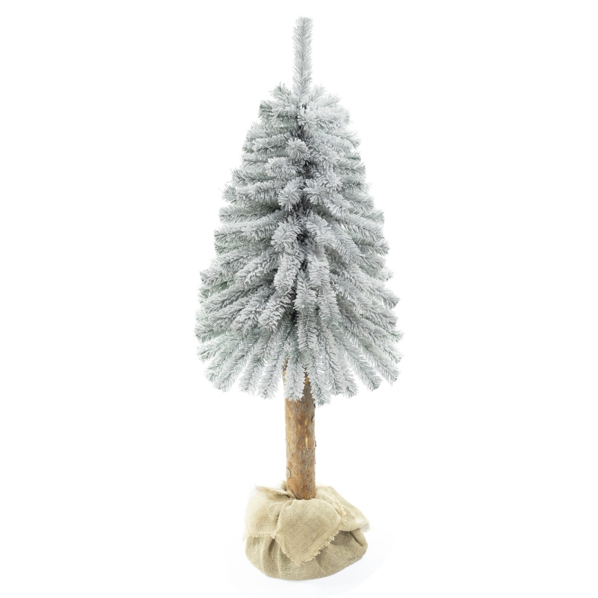 Juletræ på træstamme NATURAL WITH SNOW 120 cm gran