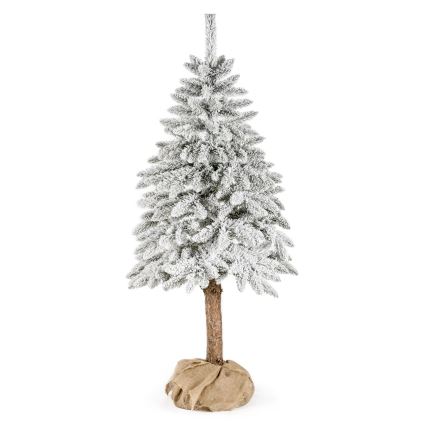 Juletræ på træstamme NATURAL WITH SNOW 120 cm gran