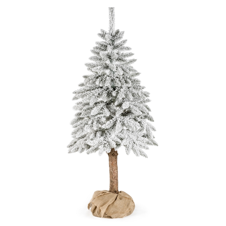 Juletræ på træstamme NATURAL WITH SNOW 120 cm gran