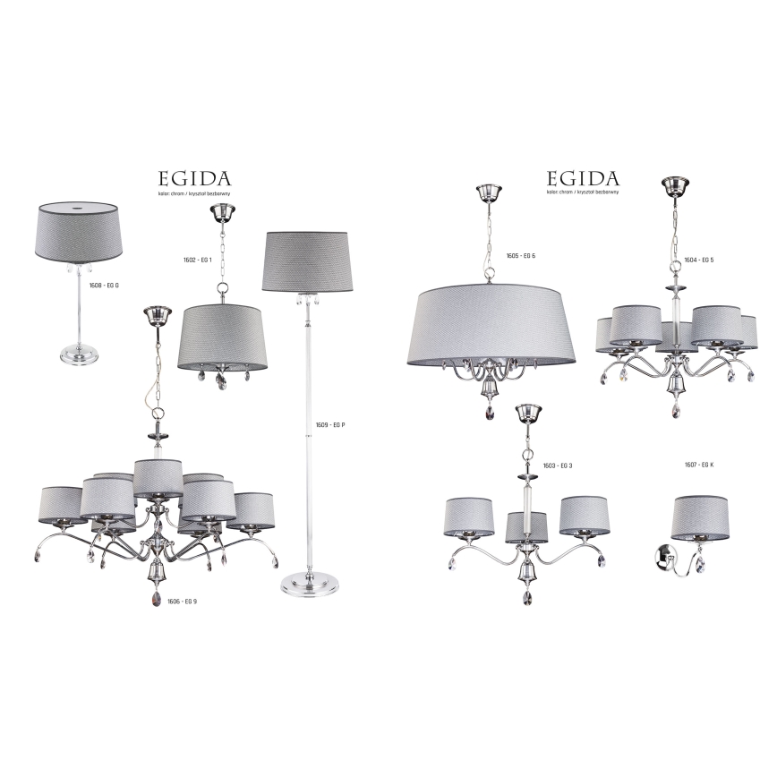 Jupiter 1609 - EG P CH - Gulvlampe i krystal EGIDA 3xE27/60W/230V