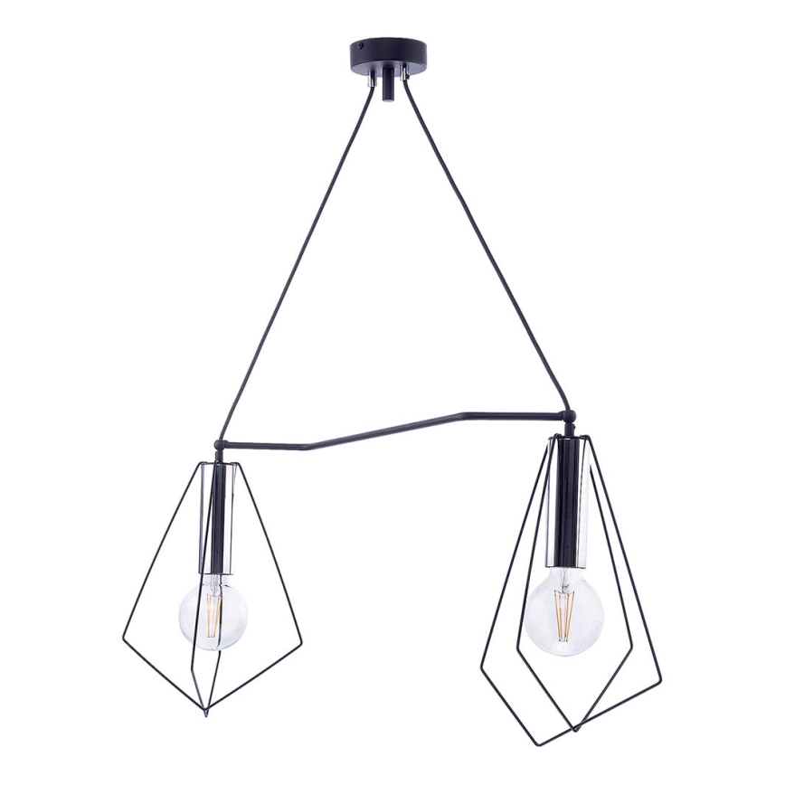 Jupiter 1662 - Pendel KAIR 2xE27/60W/230V sort/skinnende krom