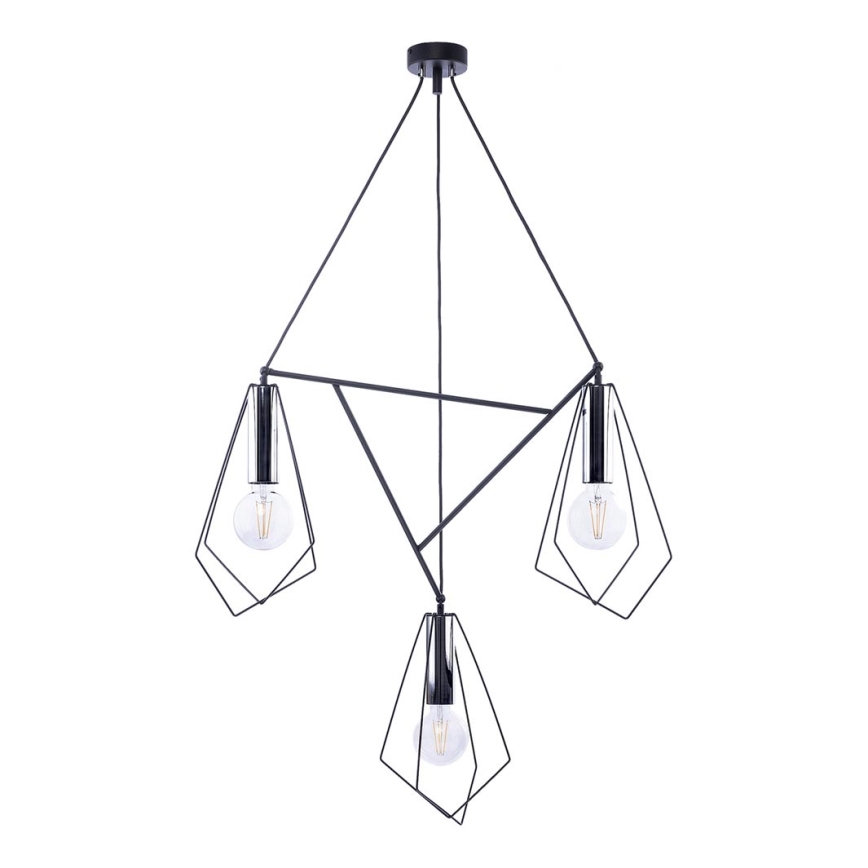 Jupiter 1663 - Pendel KAIR 3xE27/60W/230V sort/skinnende krom