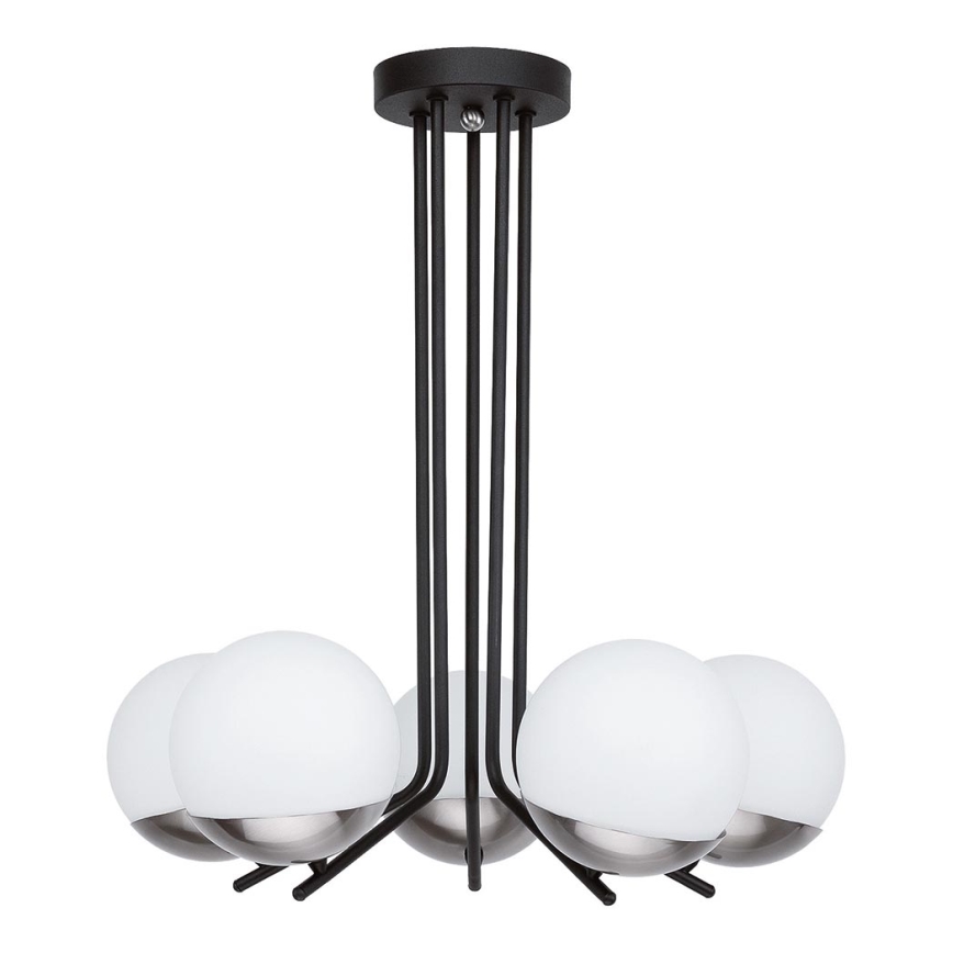 Jupiter 1724 - Pendellampe SANTA 5xE14/40W/230V skinnende krom