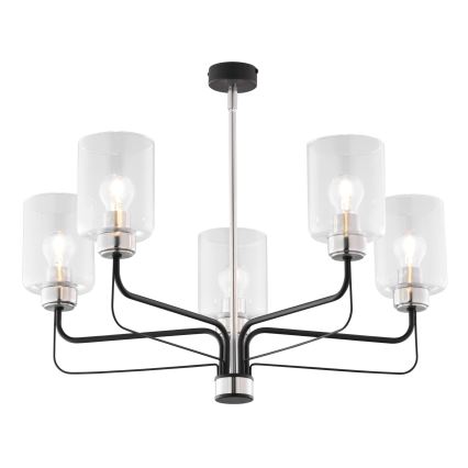 Jupiter 1884 - Loftlampe med stang CERES 5xE27/15W/230V mat krom/sort
