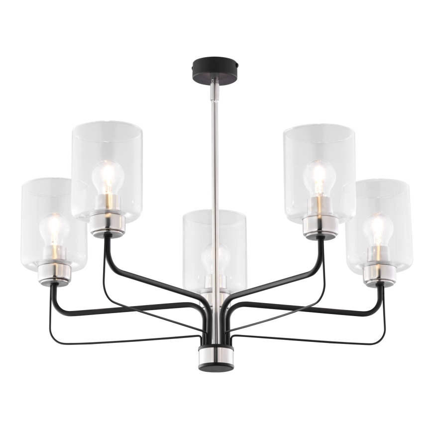 Jupiter 1884 - Loftlampe med stang CERES 5xE27/15W/230V mat krom/sort
