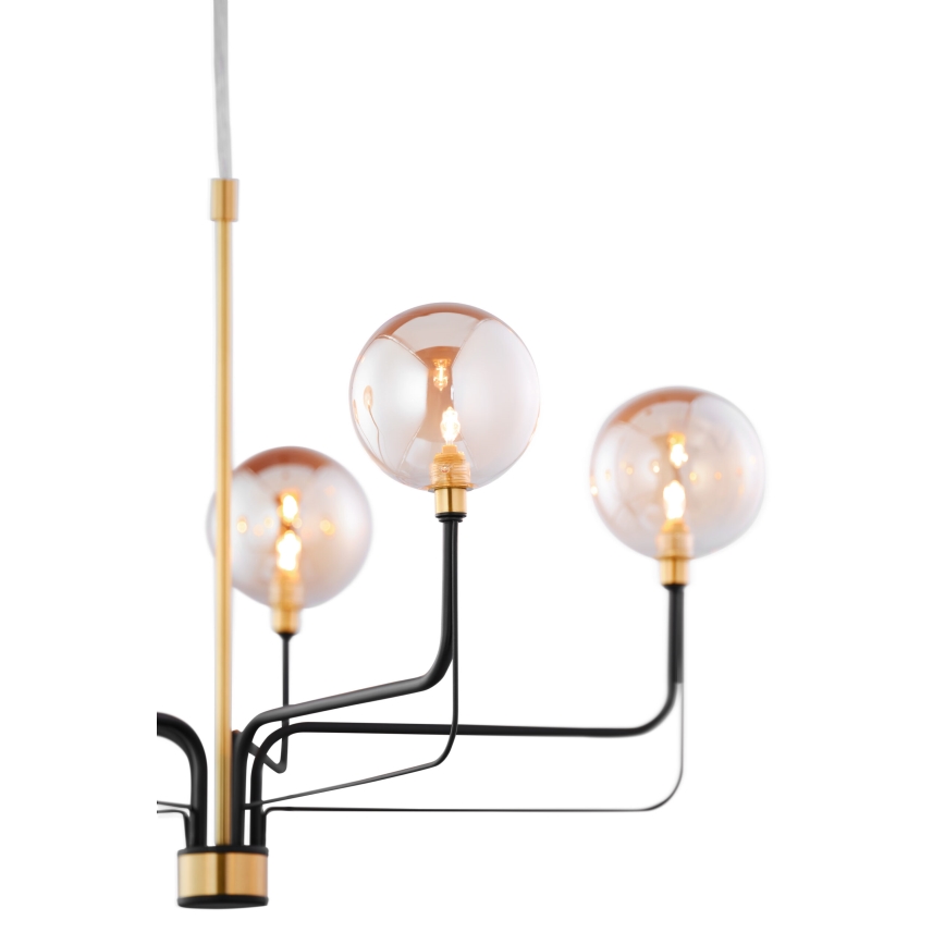 Jupiter 1886 - Pendel på wire ERIS 5xG9/14W/230V guld/sort/røgfarvet beige