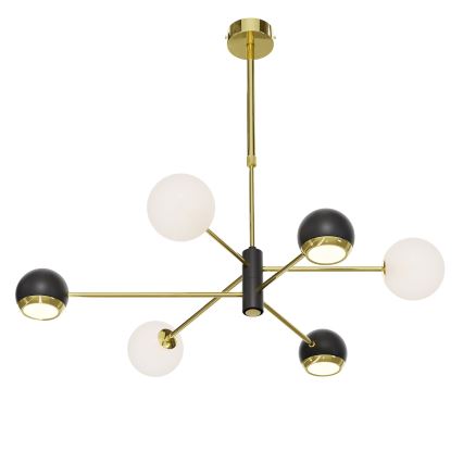 Jupiter 1965 - Loftlampe på stang MOKA 3xGU10/10W/230V + 3xG9/10W/230V guld/sort/hvid