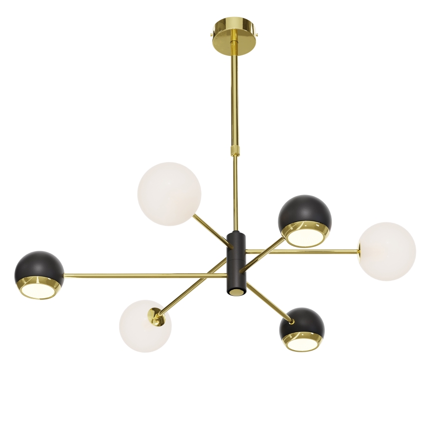 Jupiter 1965 - Loftlampe på stang MOKA 3xGU10/10W/230V + 3xG9/10W/230V guld/sort/hvid