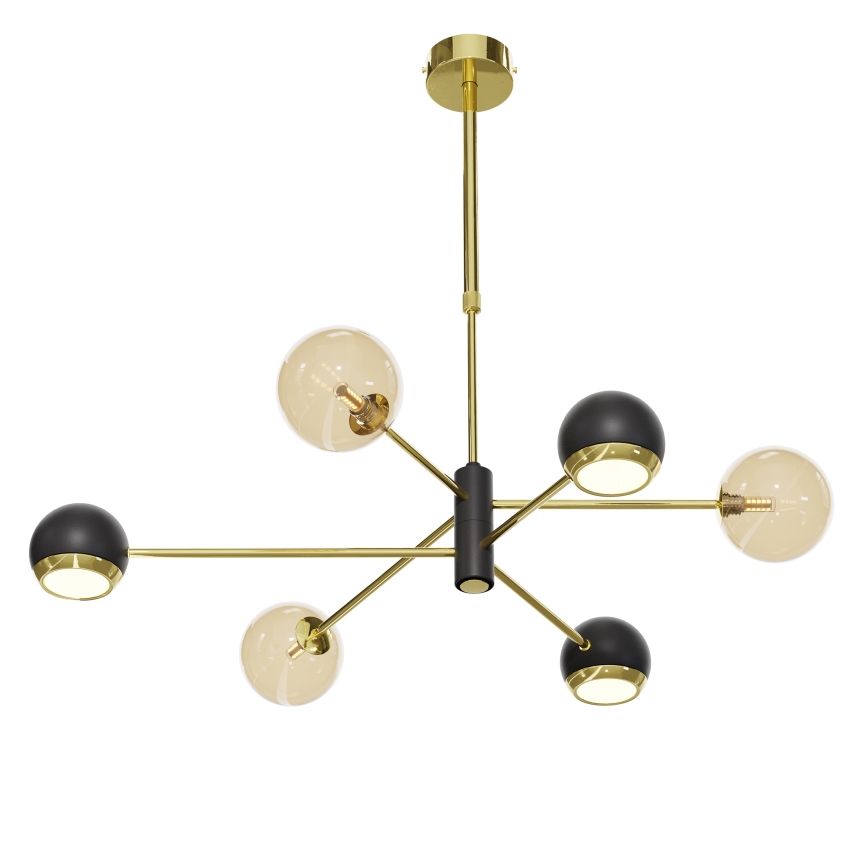 Jupiter 1966 - Pendellampe MOKA 3xGU10/10W/230V + 3xG9/10W/230V guldfarvet/sort/beige