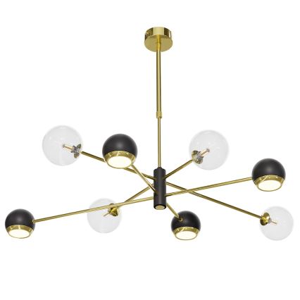 Jupiter 1973 - Loftlampe på stang MOKA 4xGU10/10W/230V + 4xG9/10W/230V guld/sort/klar