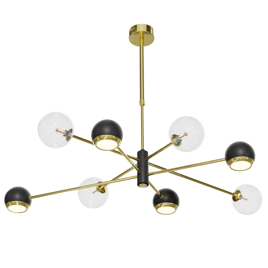 Jupiter 1973 - Loftlampe på stang MOKA 4xGU10/10W/230V + 4xG9/10W/230V guld/sort/klar