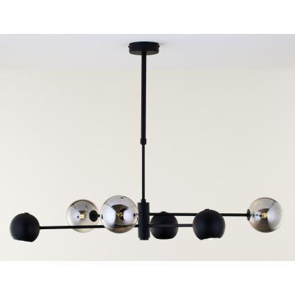 Jupiter 1974 - Pendellampe MOKA 3xGU10/10W/230V + 3xG9/10W/230V sort/skinnende krom