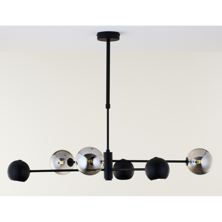 Jupiter 1974 - Pendellampe MOKA 3xGU10/10W/230V + 3xG9/10W/230V sort/skinnende krom