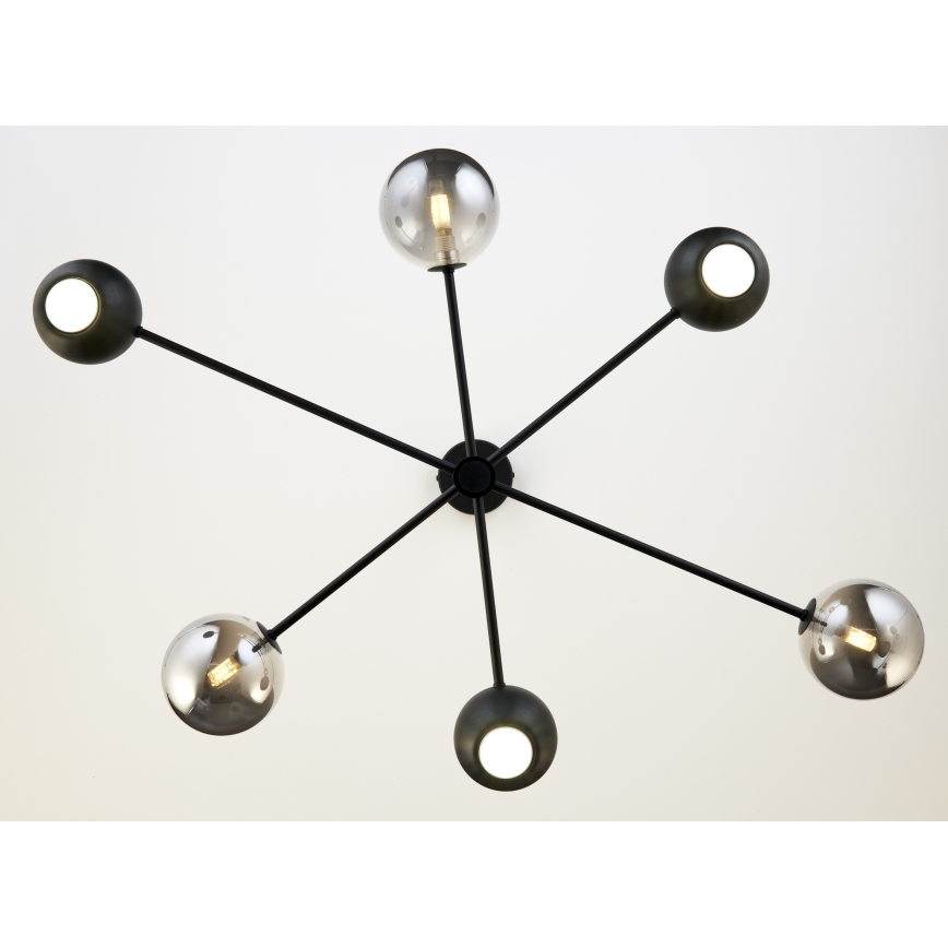Jupiter 1974 - Pendellampe MOKA 3xGU10/10W/230V + 3xG9/10W/230V sort/skinnende krom