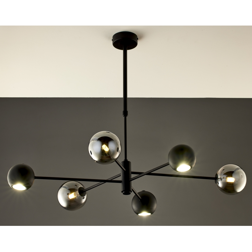 Jupiter 1974 - Pendellampe MOKA 3xGU10/10W/230V + 3xG9/10W/230V sort/skinnende krom
