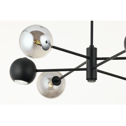 Jupiter 1974 - Pendellampe MOKA 3xGU10/10W/230V + 3xG9/10W/230V sort/skinnende krom