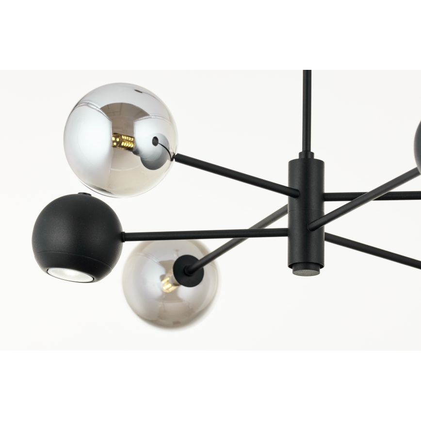 Jupiter 1974 - Pendellampe MOKA 3xGU10/10W/230V + 3xG9/10W/230V sort/skinnende krom