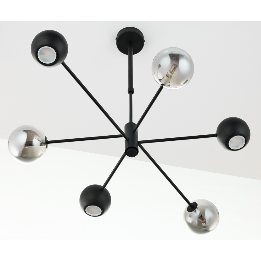 Jupiter 1974 - Pendellampe MOKA 3xGU10/10W/230V + 3xG9/10W/230V sort/skinnende krom