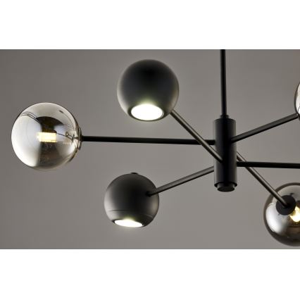 Jupiter 1974 - Pendellampe MOKA 3xGU10/10W/230V + 3xG9/10W/230V sort/skinnende krom