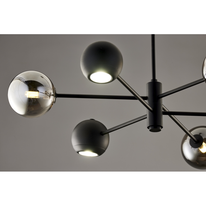 Jupiter 1974 - Pendellampe MOKA 3xGU10/10W/230V + 3xG9/10W/230V sort/skinnende krom