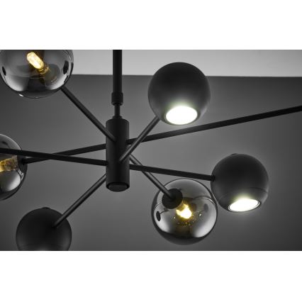 Jupiter 1975 - Pendellampe MOKA 4xGU10/10W/230V + 4xG9/10W/230V sort/skinnende krom