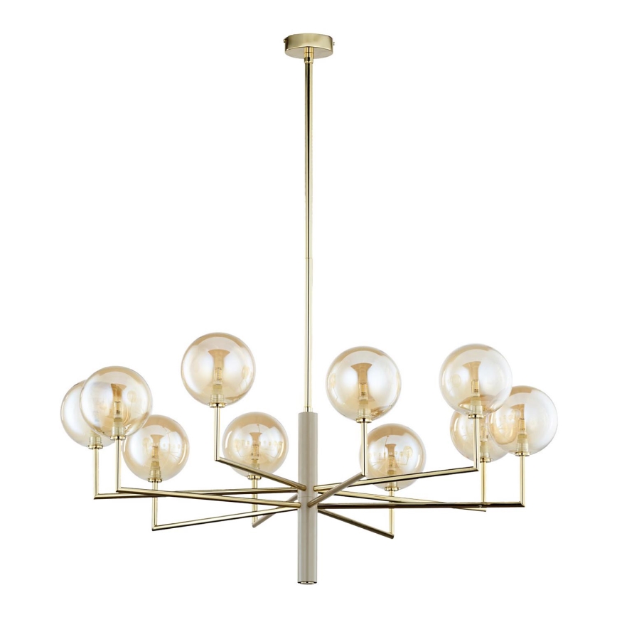 Jupiter 1977 - Pendellampe FEME 10xG9/10W/230V guldfarvet/beige